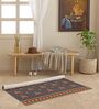 Blue Traditional Hand Woven 6 Ft X 4 Ft  Dhurrie