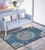 Blue Traditional Polyester 3 ft x 5 ft Machine made Carpet