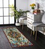 Blue Traditional Polyester 5 ft x 2 ft Machine Made Runner