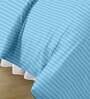Blue Solid TC 300 Cotton Double Bed Sheet With 2 Pillow Covers
