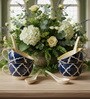 Blue Umrao Ceramic Bowl Set of 4(300Ml Each)