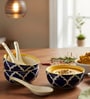 Blue Umrao Ceramic Bowl Set of 4(300ml Each)