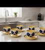 Blue Umrao Ceramic Cup and Saucer Set of 12(130ml) Tea Coffee Cups