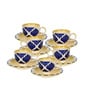 Blue Umrao Ceramic Cup and Saucer Set of 12(130ml) Tea Coffee Cups