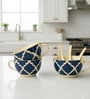 Blue Umrao Ceramic Soup Bowl Set of 3(300ml Each)