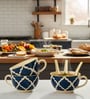 Blue Umrao Ceramic Soup Bowl Set of 3(300ml Each)