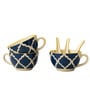Blue Umrao Ceramic Soup Bowl Set of 3(300ml Each)