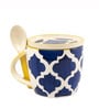 Blue Umrao Cup & Coaster Set of 1 (330 ML Each) Microwave Safe Coffee Mugs