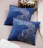 Blue Velvet Abstract 16X16 Inches Cushion Covers (Pack of 2)