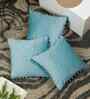 Blue Velvet Abstract 16X16 Inches Cushion Covers (Pack of 3)