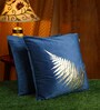 Blue Floral Velvet 16 x 16 Inch Cushion Covers (Set of 2)