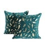 Blue Velvet Floral 16x16 inches Cushion Covers (Pack of 2)