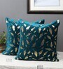 Blue Velvet Floral 16x16 inches Cushion Covers (Pack of 2)