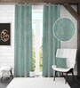 Blue Velvet Abstract 5 Foot Ring Top Window Curtain