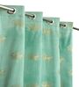 Blue Velvet Abstract 5 Foot Ring Top Window Curtain