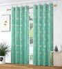 Blue Velvet Abstract 7 Foot Ring Top Door Curtain