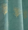 Blue Velvet Coral Branch Print  5 Foot Ring Top Window Curtains Set Of 2