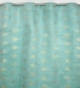 Blue Velvet Coral Branch Print  9 Foot Ring Top Door Curtains Set Of 2