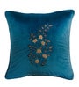 Blue Floral Poly Canvas 16 x 16 Inch Cushion Cover