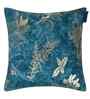 Blue Velvet Floral 16X16 Inches Cushion Covers (Pack of 2)