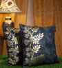 Blue Velvet Floral 16X16 Inches Cushion Covers (Pack of 2)