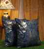 Blue Velvet Floral 16X16 Inches Cushion Covers (Pack of 2)