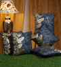 Blue Velvet Floral 16X16 Inches Cushion Covers (5Pcs)