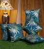 Blue Velvet Floral 16X16 Inches Cushion Covers (5Pcs)