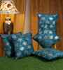 Blue Velvet Floral 16X16 Inches Cushion Covers (5Pcs)