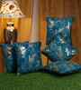 Blue Velvet Floral 16X16 Inches Cushion Covers (5Pcs)