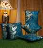 Blue Velvet Floral 16X16 Inches Cushion Covers (5Pcs)
