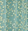 Blue Velvet Floral 5 Foot Ring Top Window Curtain