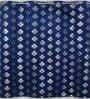 Blue Velvet Floral 5 Foot Ring Top Window Curtains Set Of 2