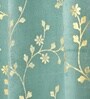 Blue Velvet Floral 5 Foot Ring Top Window Curtains Set Of 2