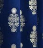 Blue Velvet Floral 7 Foot Ring Top Door Curtains Set Of 2
