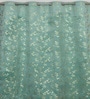 Blue Velvet Floral 7 Foot Ring Top Door Curtains Set Of 2