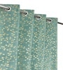 Blue Velvet Floral 9 Foot Ring Top Door Curtain