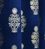 Blue Velvet Floral 9 Foot Ring Top Door Curtains Set Of 2