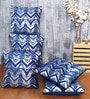 Blue Velvet Foil Printed 40x40 inches Cushion Covers Set of 5