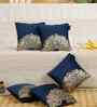Blue Velvet Geometric 12X12 Inches Cushion Covers (Pack of 5)