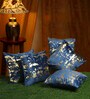 Blue Abstract Velvet 16 x 16 Inches Cushion Covers (Set of 5)
