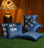 Blue Quoted Velvet 16 x 16 Inches Cushion Covers (Set of 5)