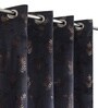 Blue Velvet Leaf Print 5Ft Ring Top Window Curtain Pack of 1
