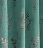 Blue Velvet Leaf Print 5Ft Ring Top Window Curtain Pack of 1