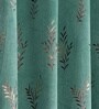 Blue Velvet Leaf Print 5Ft Ring Top Window Curtains Pack of  2