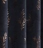 Blue Velvet Leaf Print 7Ft Ring Top Door Curtain Pack of 1