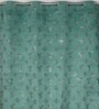 Blue Velvet Leaf Print 7Ft Ring Top Door Curtains Pack of  2