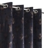 Blue Velvet Leaf Print 9Ft Ring Top Long Door Curtain Pack of 1