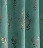 Blue Velvet Leaf Print 9Ft Ring Top Long Door Curtains Pack of  2