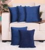 Blue Velvet Solid 16x16 inches Cushion Covers (Pack of 5)